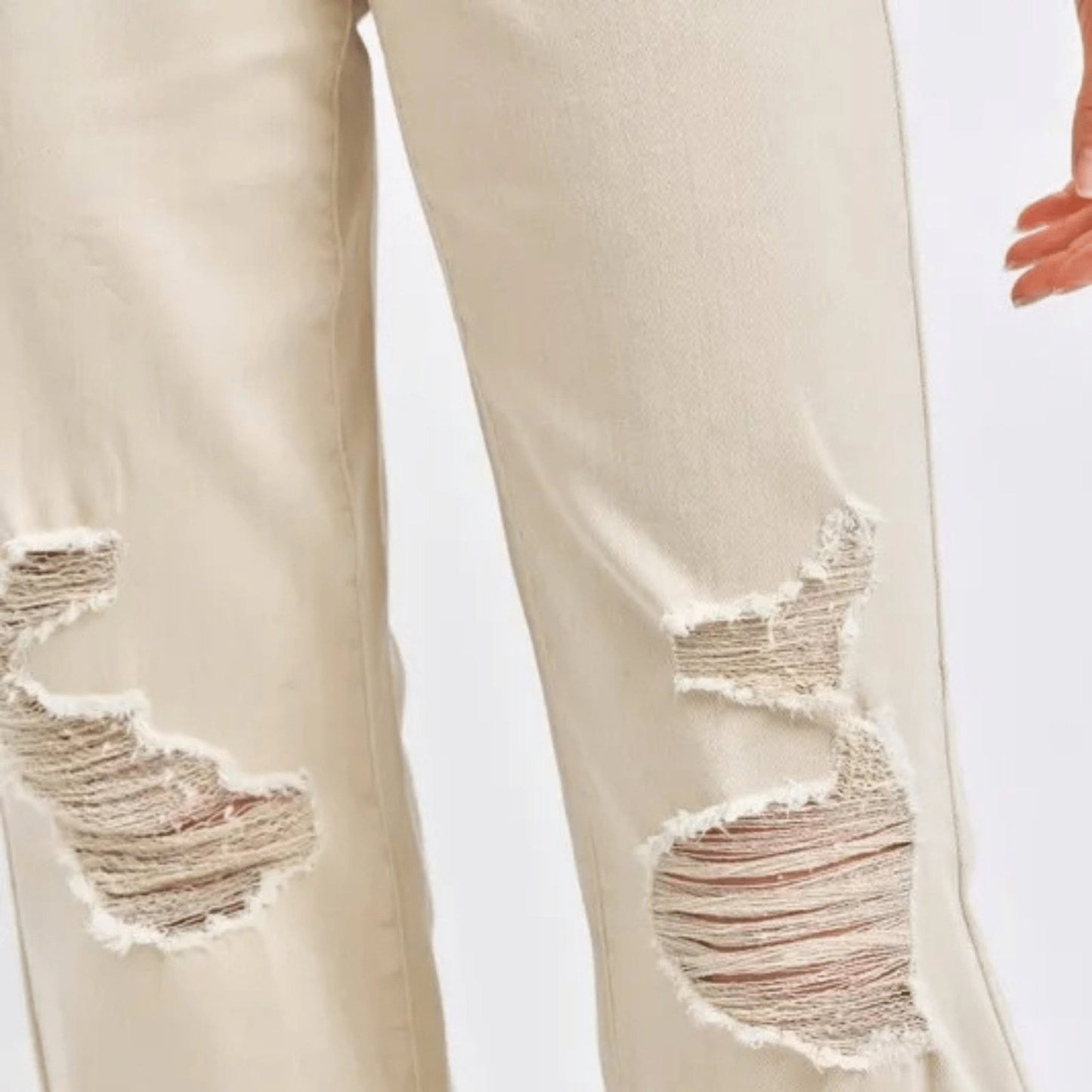 Judy Blue High Waist Distressed Wide Leg Jeans - Retro Bone Denim-Trendsi - Solazura Boutique