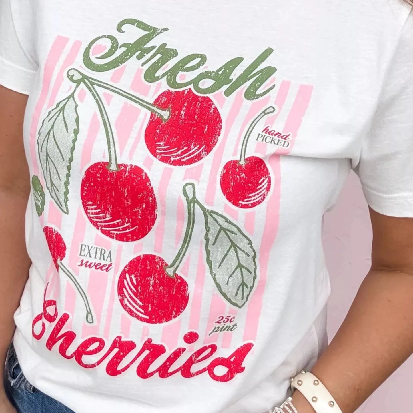 SYNZ Women's Fresh Cherries Graphic Oversized T-Shirt-Trendsi - Solazura Boutique
