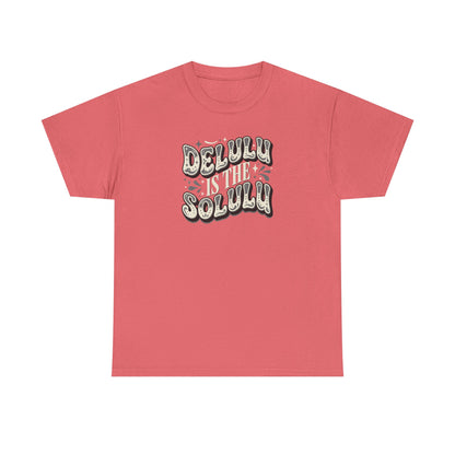 Delulu Is The Solulu Graphic Tee in Coral Silk - Front View
