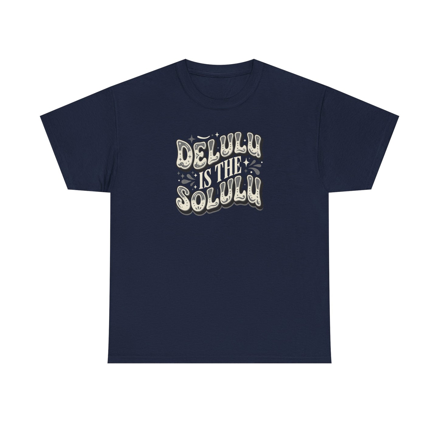 Delulu Is The Solulu Graphic Tee in Navy - Front View