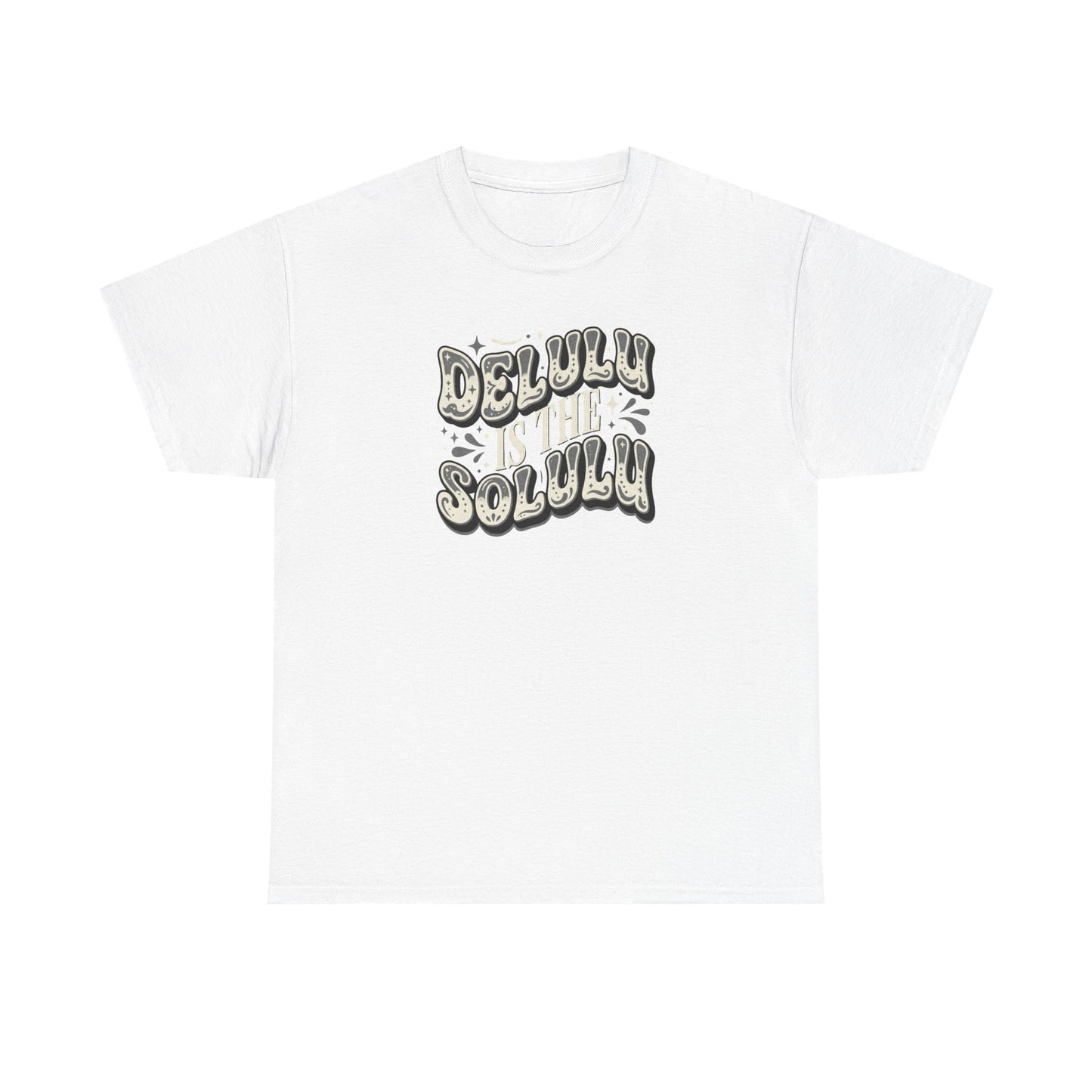 Delulu Is The Solulu Graphic Tee in White - Front View