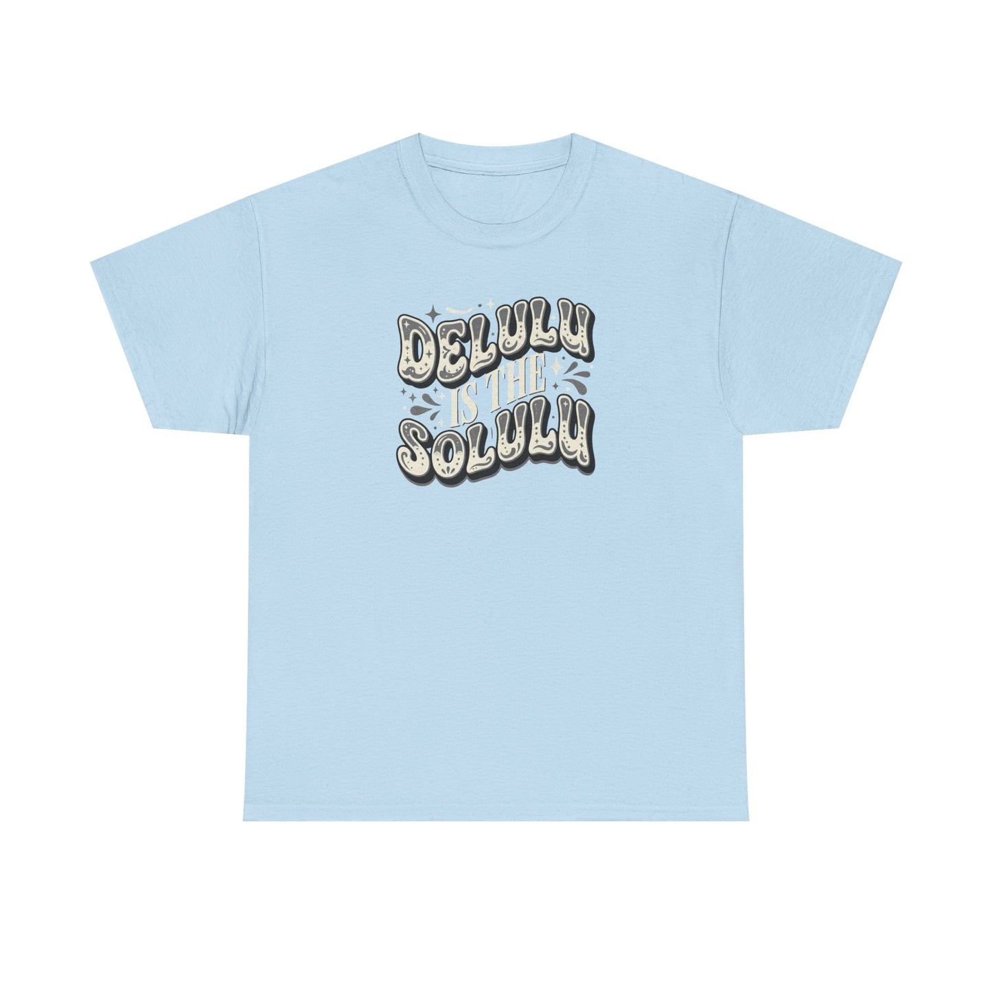 Delulu Is The Solulu Graphic Tee in Light Blue - Front View

