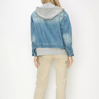 RISEN Oversized Hoodie Jacket in Medium Wash - Lifestyle View 2