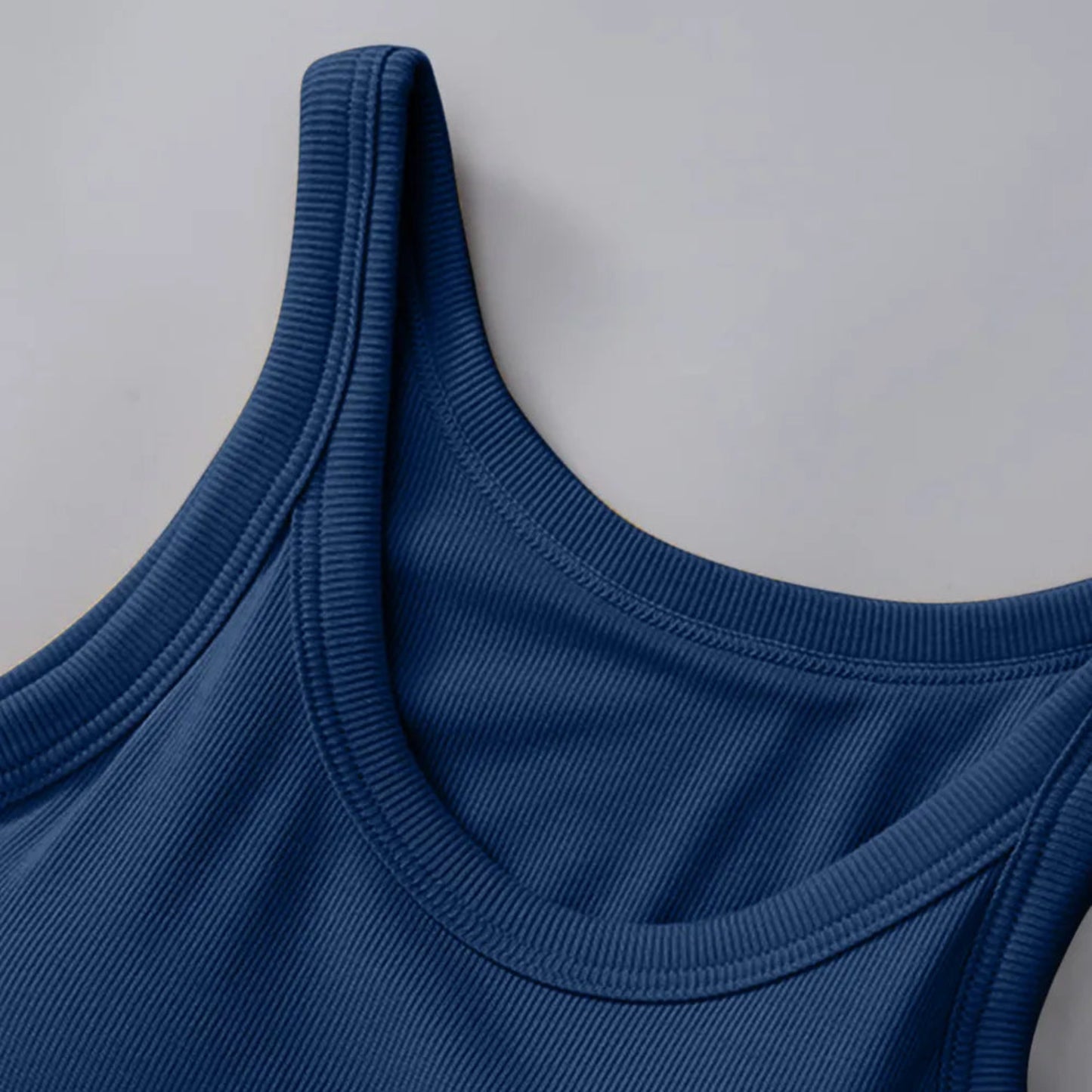 Round Neck Tank with Bra in Dark Blue - Front View