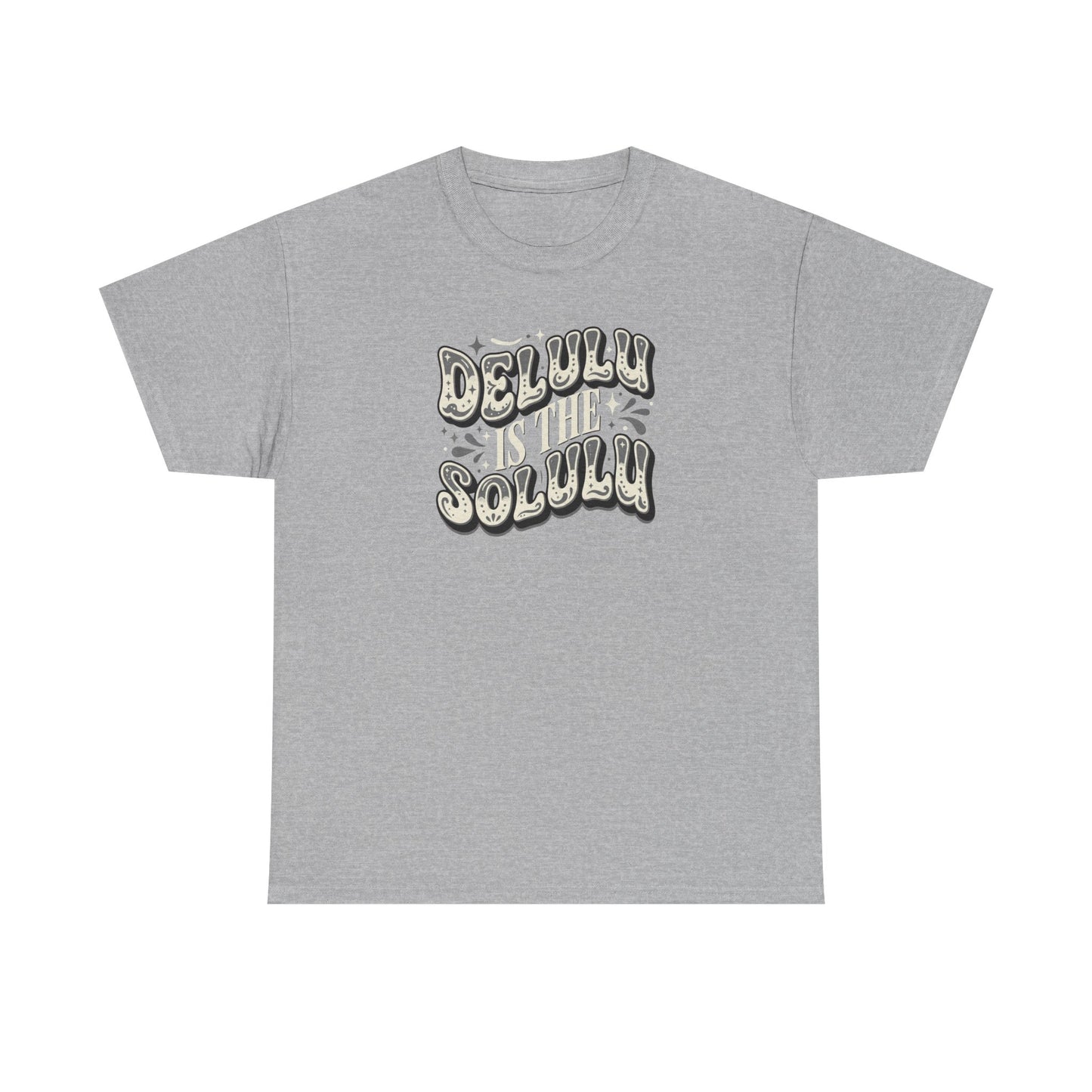 Delulu Is The Solulu Graphic Tee in Sport Grey - Front View