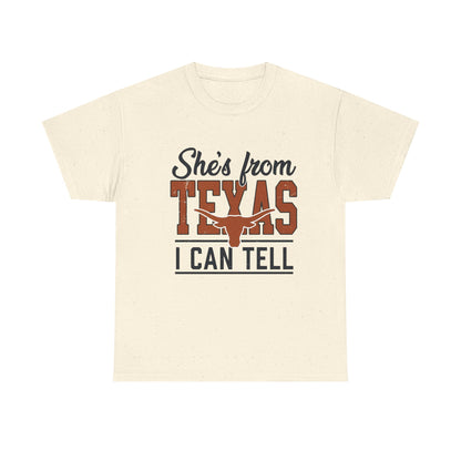 She's From Texas I Can Tell T-Shirt in Natural - Front View
