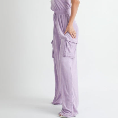 Tube Top Jumpsuit Romper in Lavender - Side View 