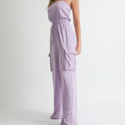Tube Top Jumpsuit Romper in Lavender - Lifestyle View 1