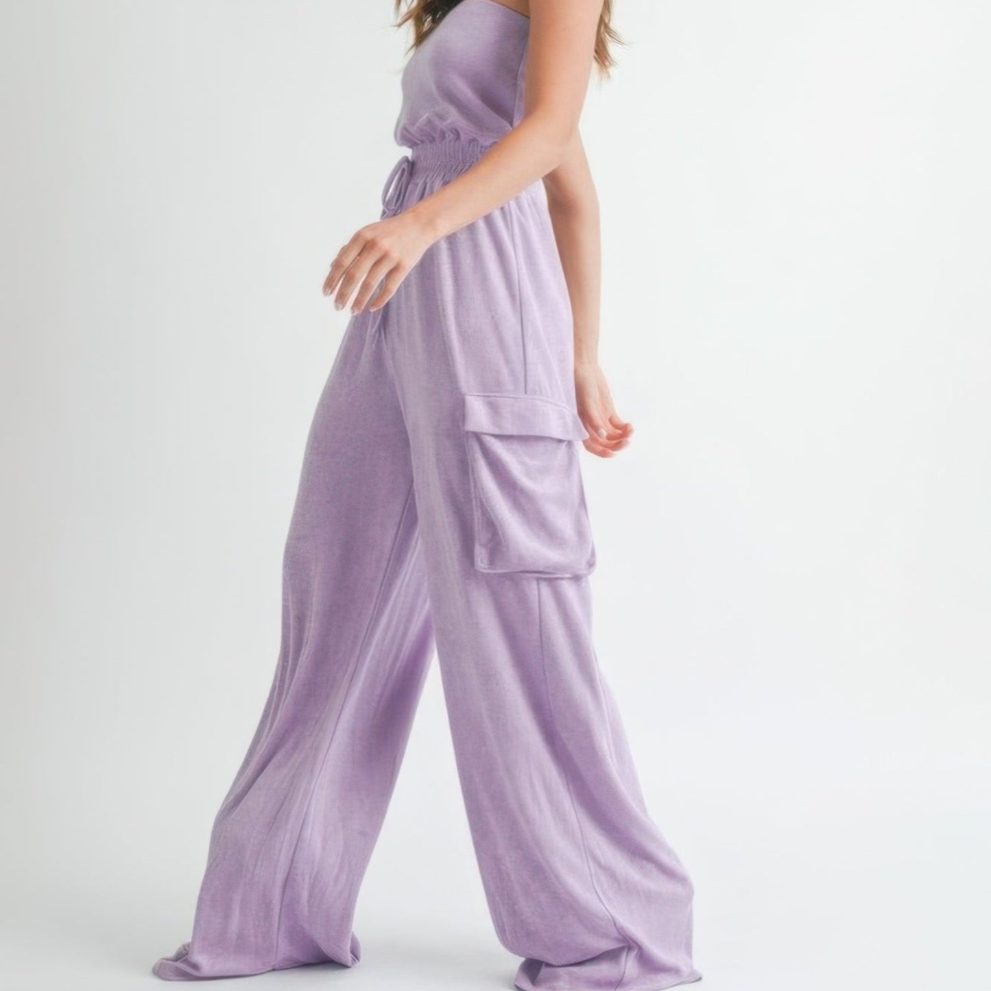 Tube Top Jumpsuit Romper in Lavender - Lifestyle View 2 