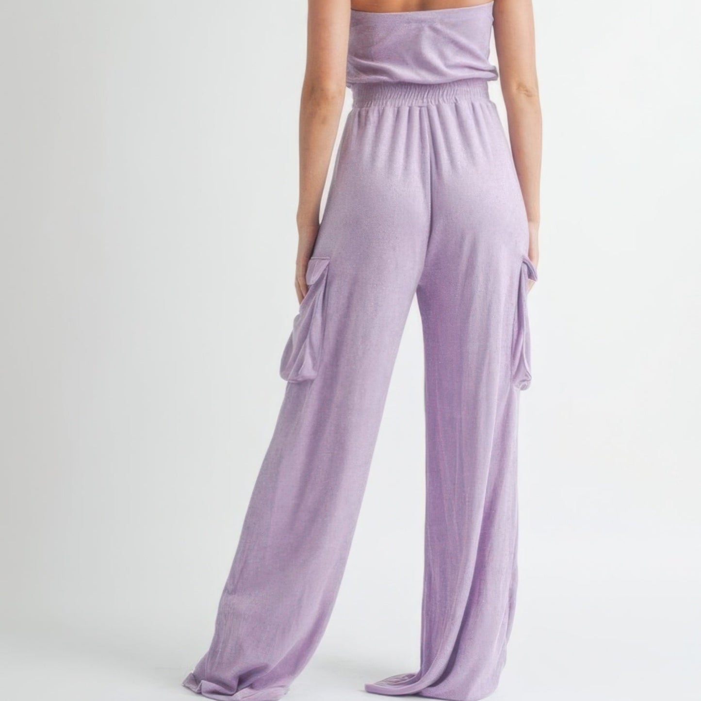 Top Jumpsuit Romper in Lavender - Back View 
