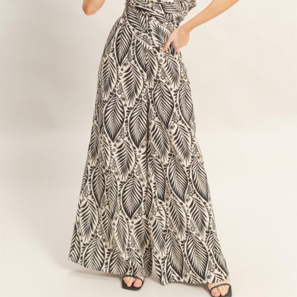 Strapless Pleated Top & Print Pants Set black lifestyle view