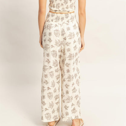 Smocked Tube Top and Wide-Leg Pants Set in Black - Back View