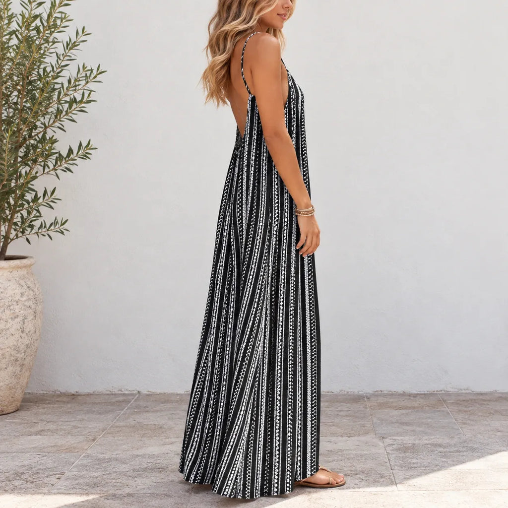 Casual Strappy Open-Back Maxi Dress