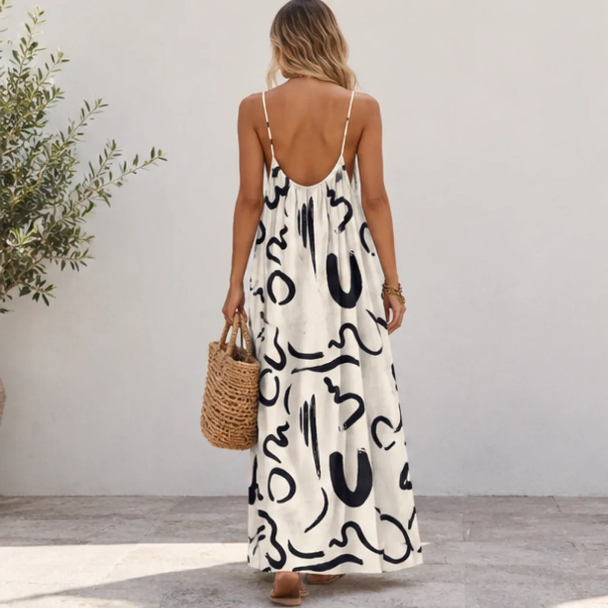Casual Strappy Open-Back Maxi Dress