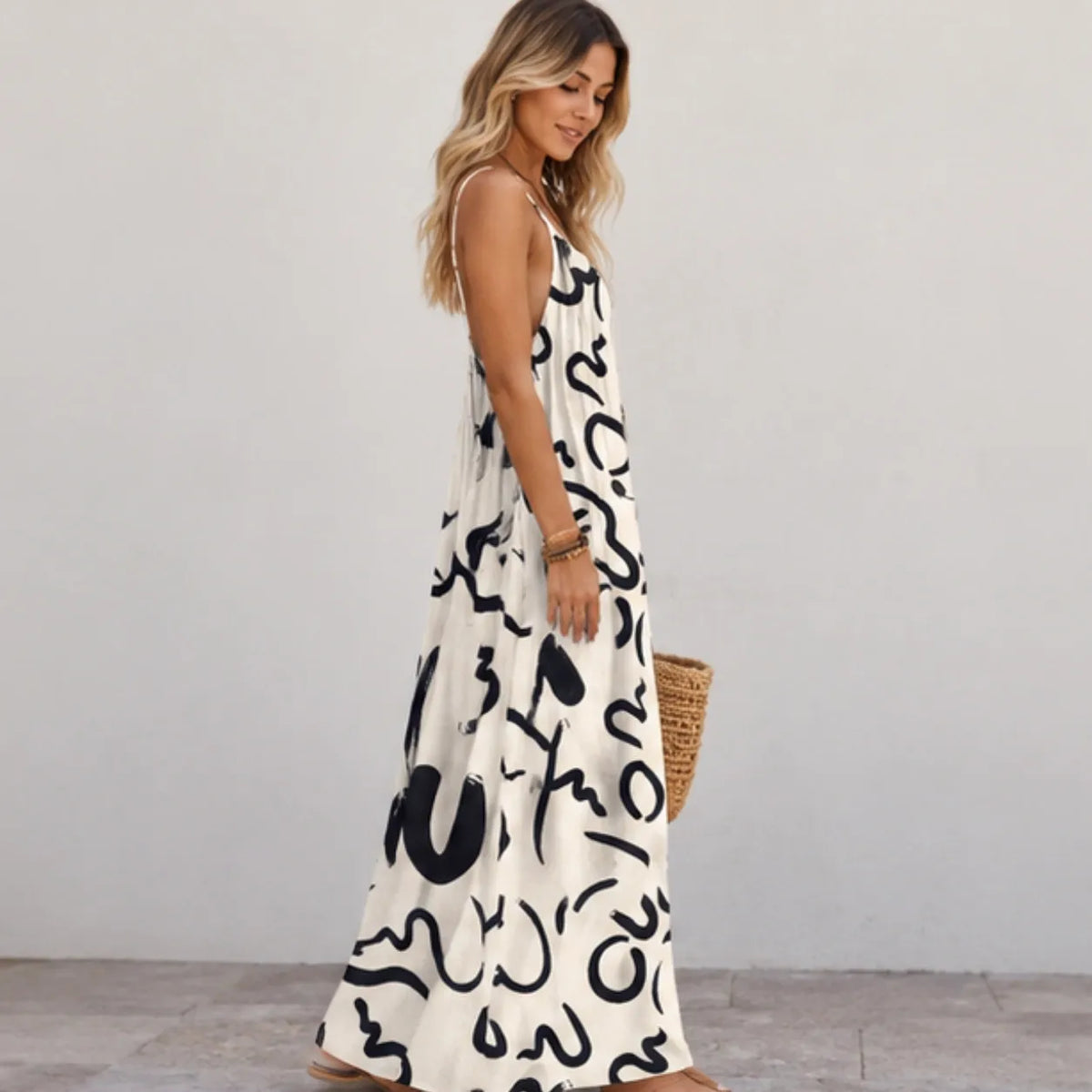 Casual Strappy Open-Back Maxi Dress