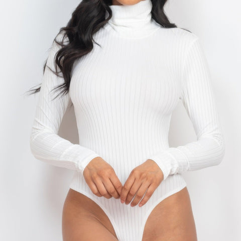 Ribbed Turtleneck Long Sleeve Bodysuit
