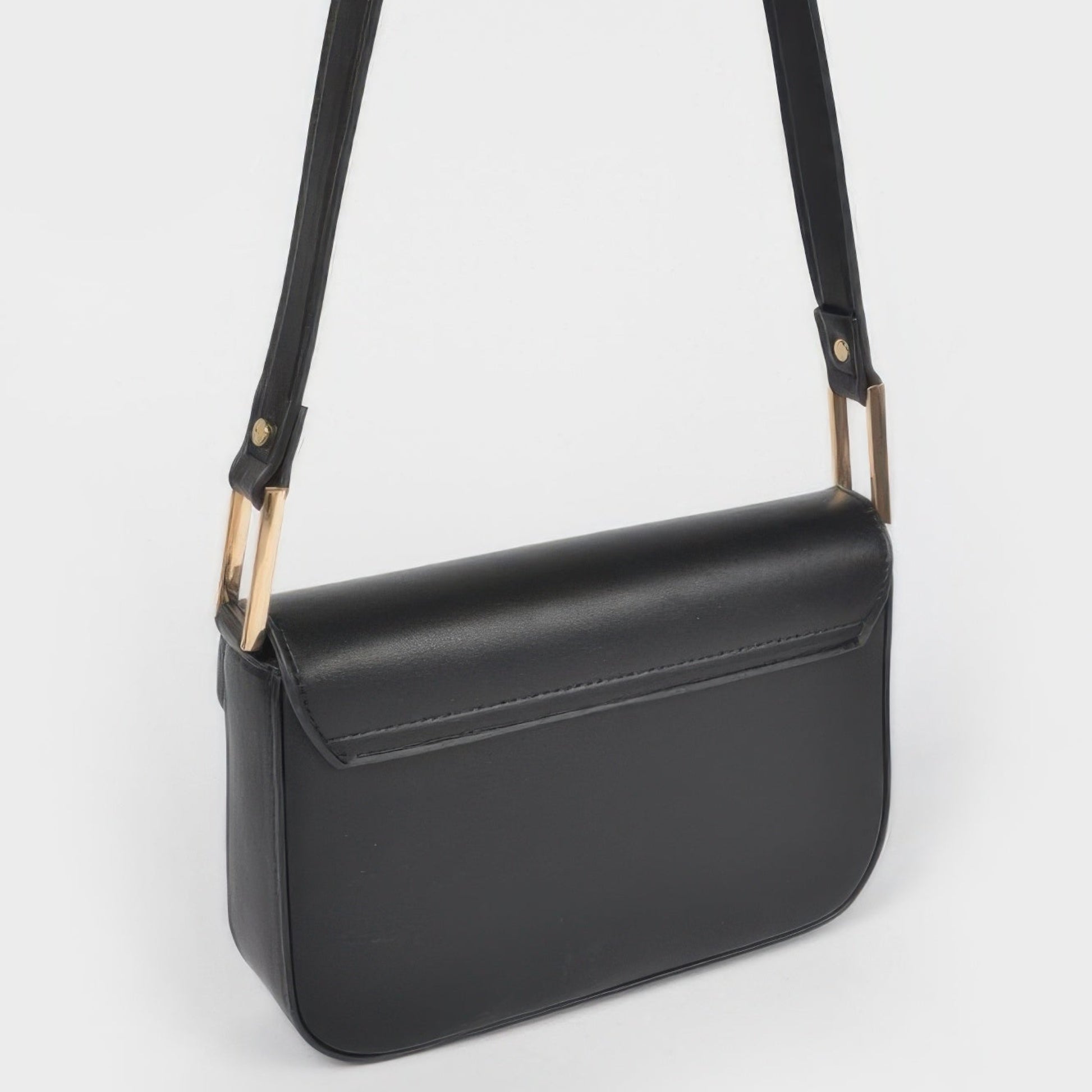 Faux Leather Shoulder Bag black back view