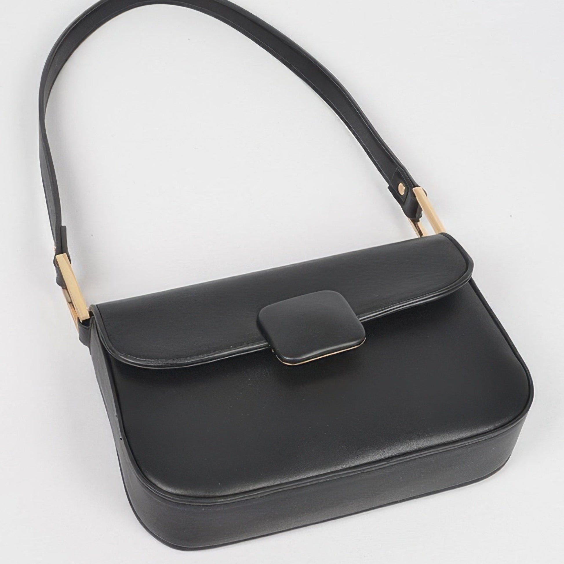 Faux Leather Shoulder Bag black layout view