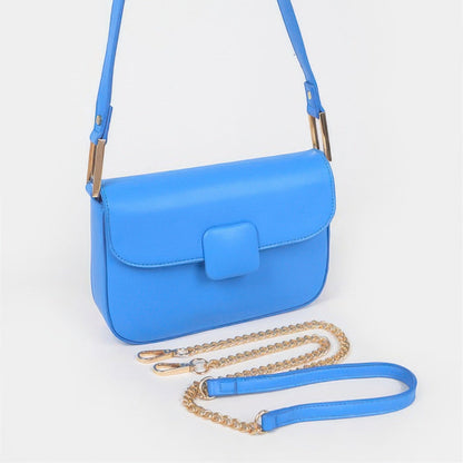 Faux Leather Shoulder Bag blue from view