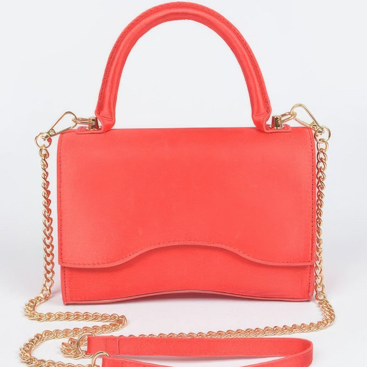 Shiny Chain Crossbody Bag in Red - Front View