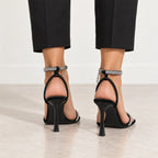 Women's Rhinestone Ankle Strap Stiletto Sandals