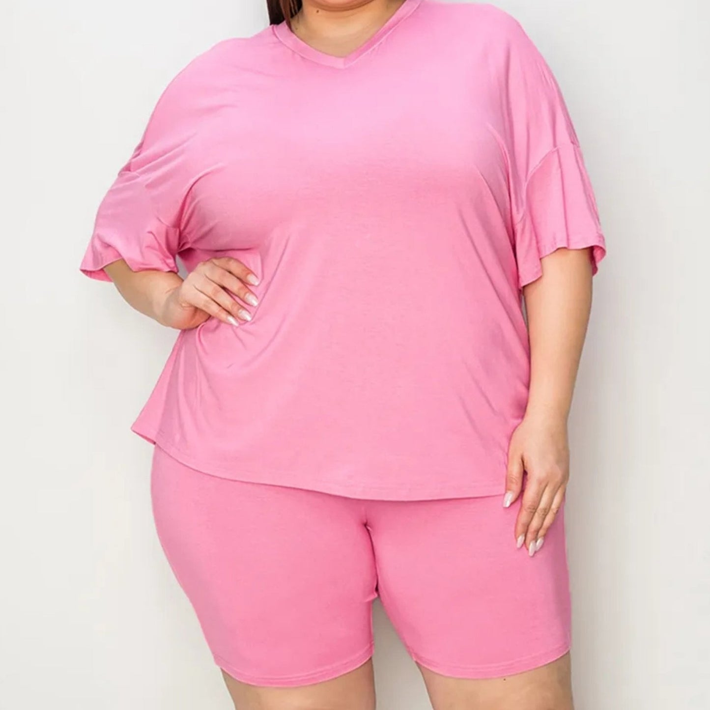 Basic Bae Women's V Neck Short Sleeve Shorts Set-Trendsi - Solazura Boutique
