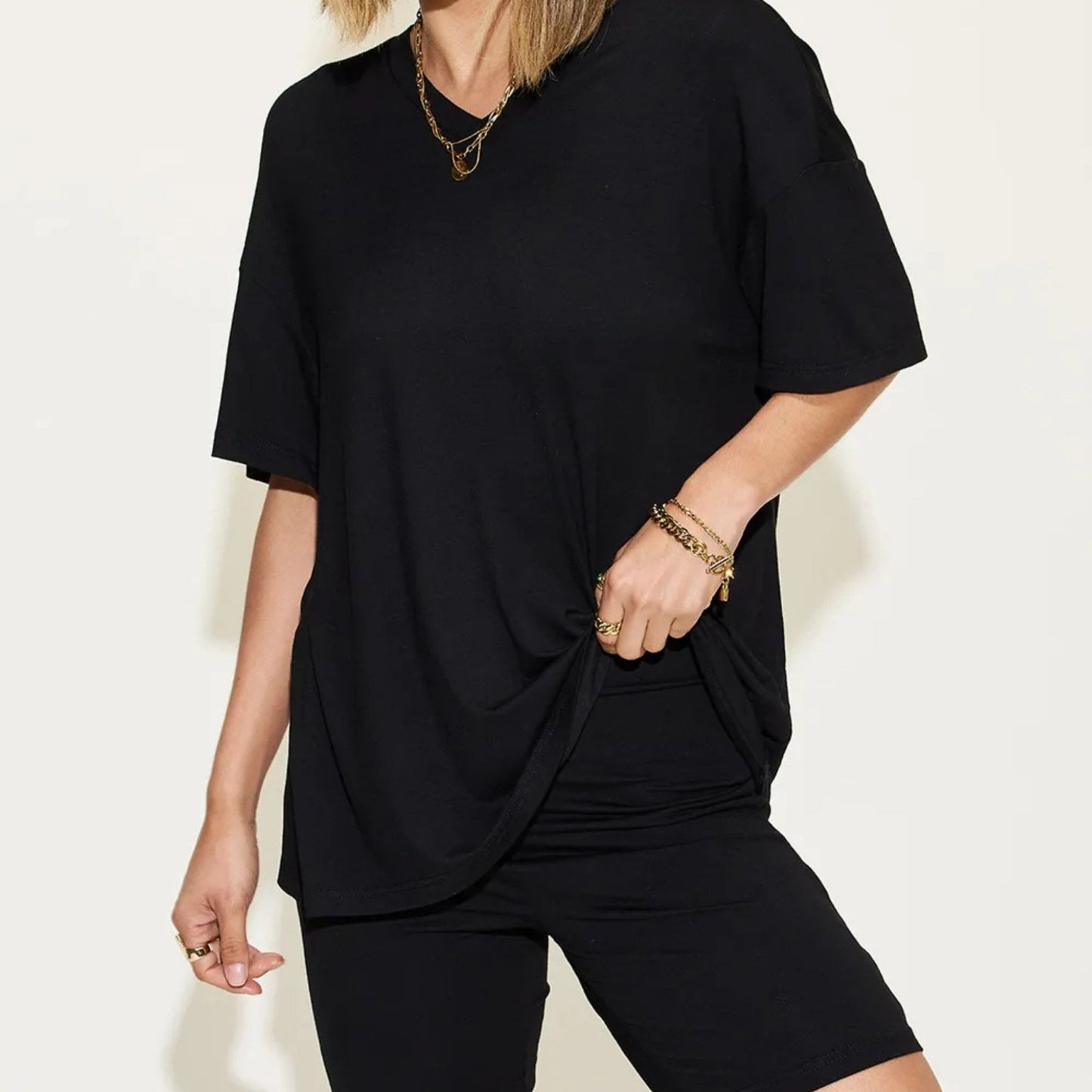 Basic Bae Women's V Neck Short Sleeve Shorts Set-Trendsi - Solazura Boutique