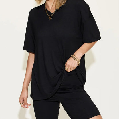 Basic Bae Women's V Neck Short Sleeve Shorts Set-Trendsi - Solazura Boutique