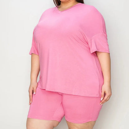 Basic Bae Women's V Neck Short Sleeve Shorts Set-Trendsi - Solazura Boutique