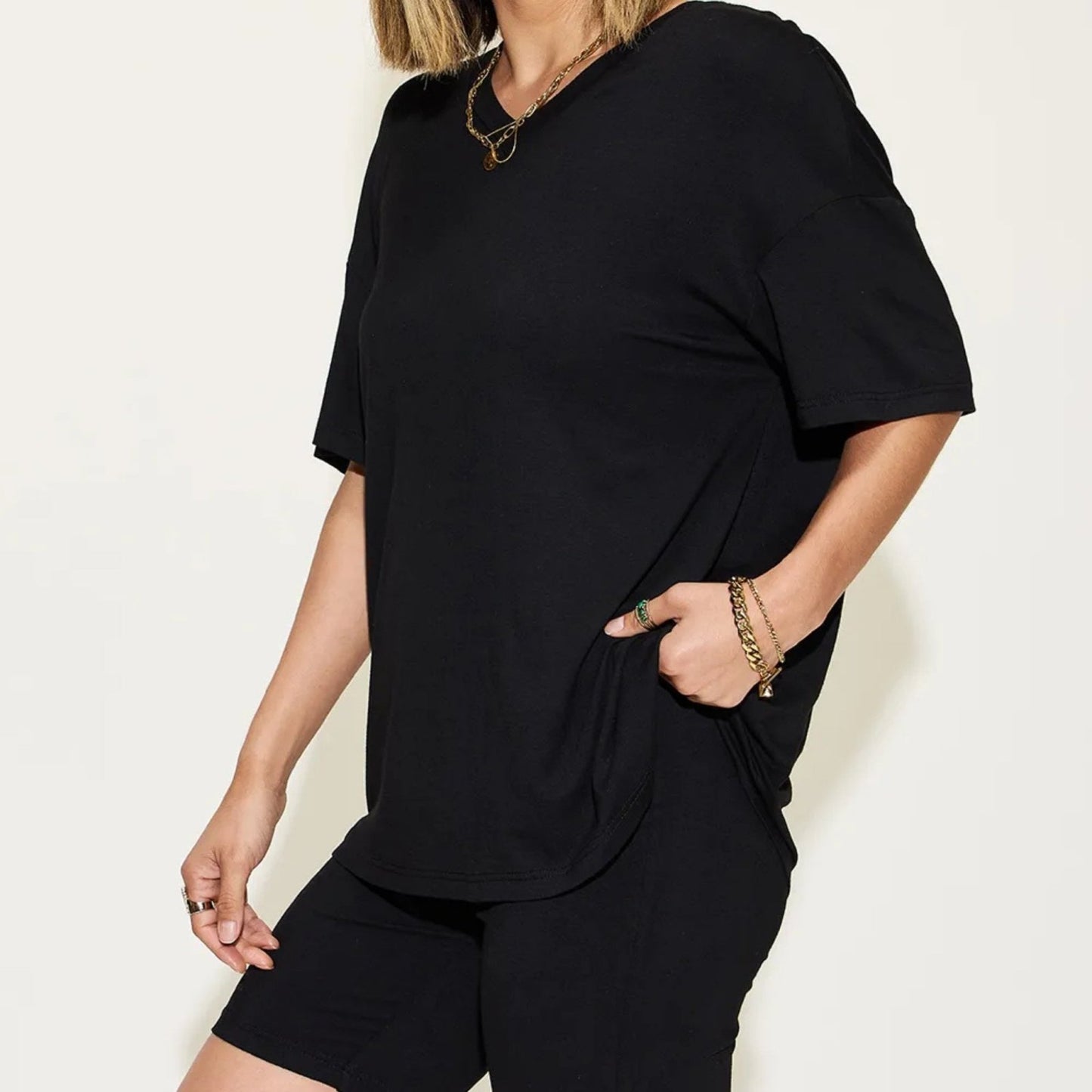 Basic Bae Women's V Neck Short Sleeve Shorts Set-Trendsi - Solazura Boutique