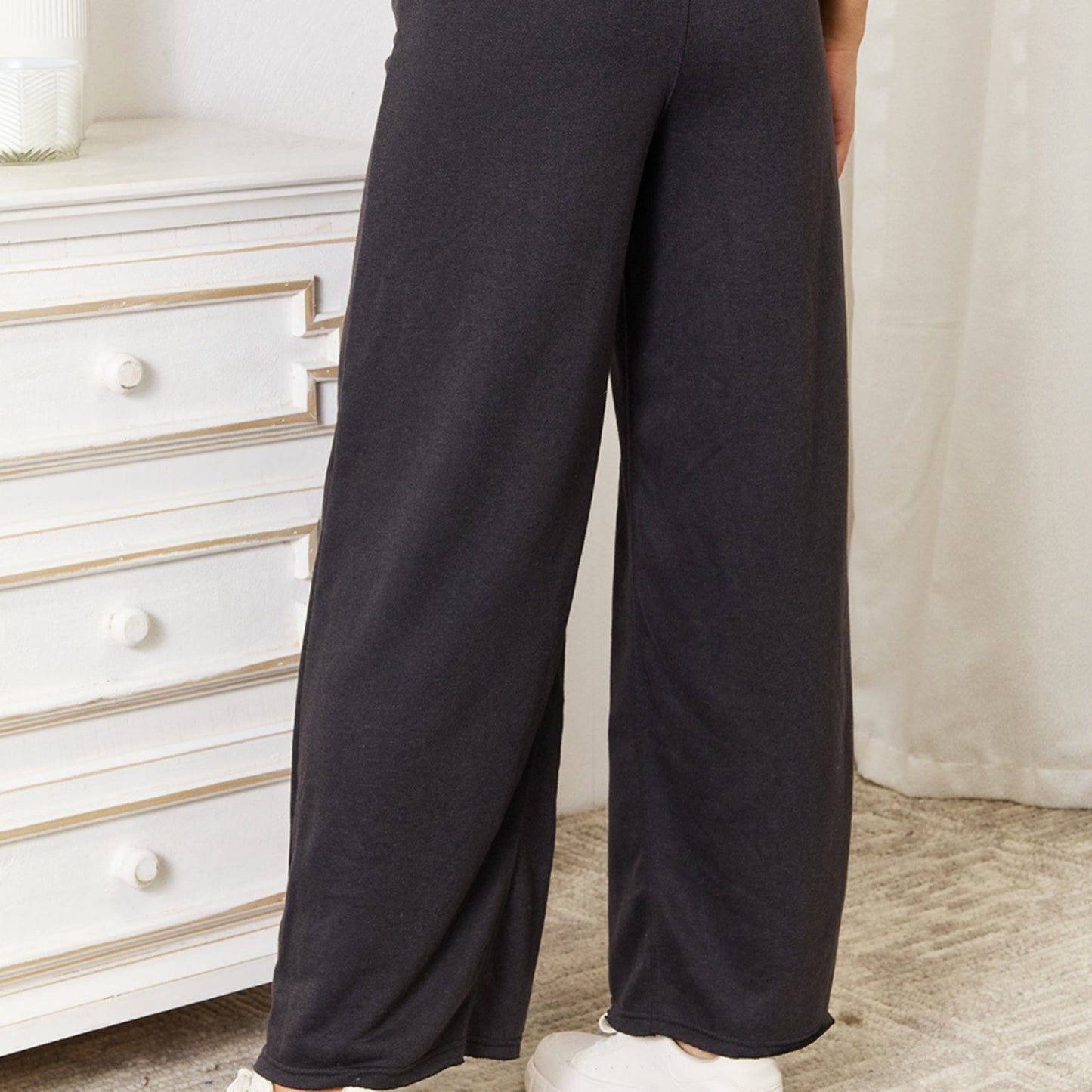Basic Bae Women's Wide Leg Pocketed Pants Dark Gray-Trendsi - Solazura Boutique