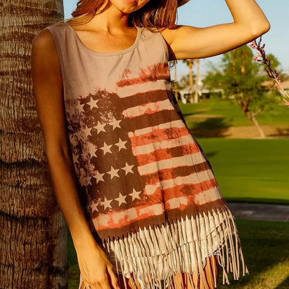 BiBi Women's American Flag Knit Tank Top Terracotta-Trendsi - Solazura Boutique