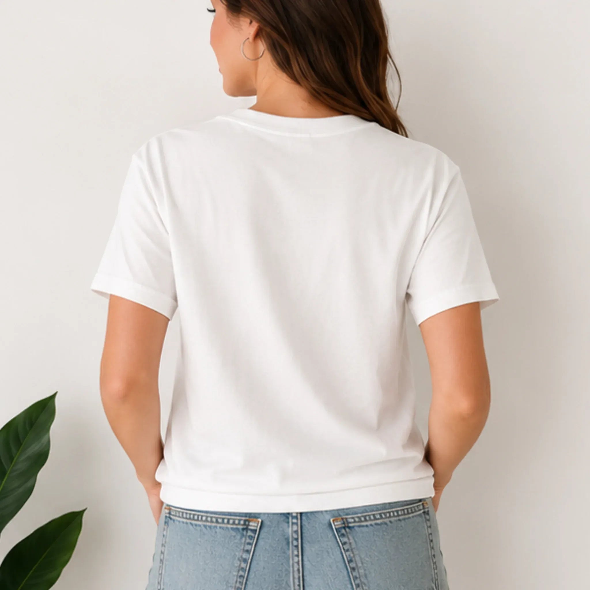 Back view of the Bow Cherry America Patriotic Graphic Crewneck T-Shirt in white with a relaxed classic fit.
