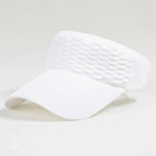 White breathable knit sun visor hat featuring a textured knit finish, curved brim, and breathable open-top design.