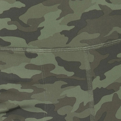 Close-up of the high-quality nylon-spandex blend and camouflage print detail.