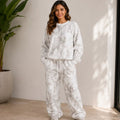 Camo maple leaf crewneck sweatshirt and sweatpants set shown from the front