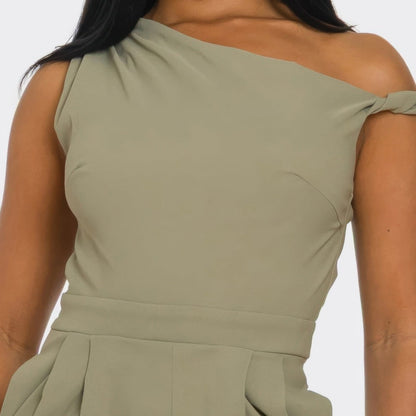 Chic Poise One-Shoulder Jumpsuit-Solazura Boutique - Solazura Boutique