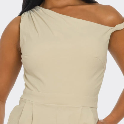 Chic Poise One-Shoulder Jumpsuit-Solazura Boutique - Solazura Boutique