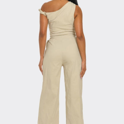 Chic Poise One-Shoulder Jumpsuit-Solazura Boutique - Solazura Boutique