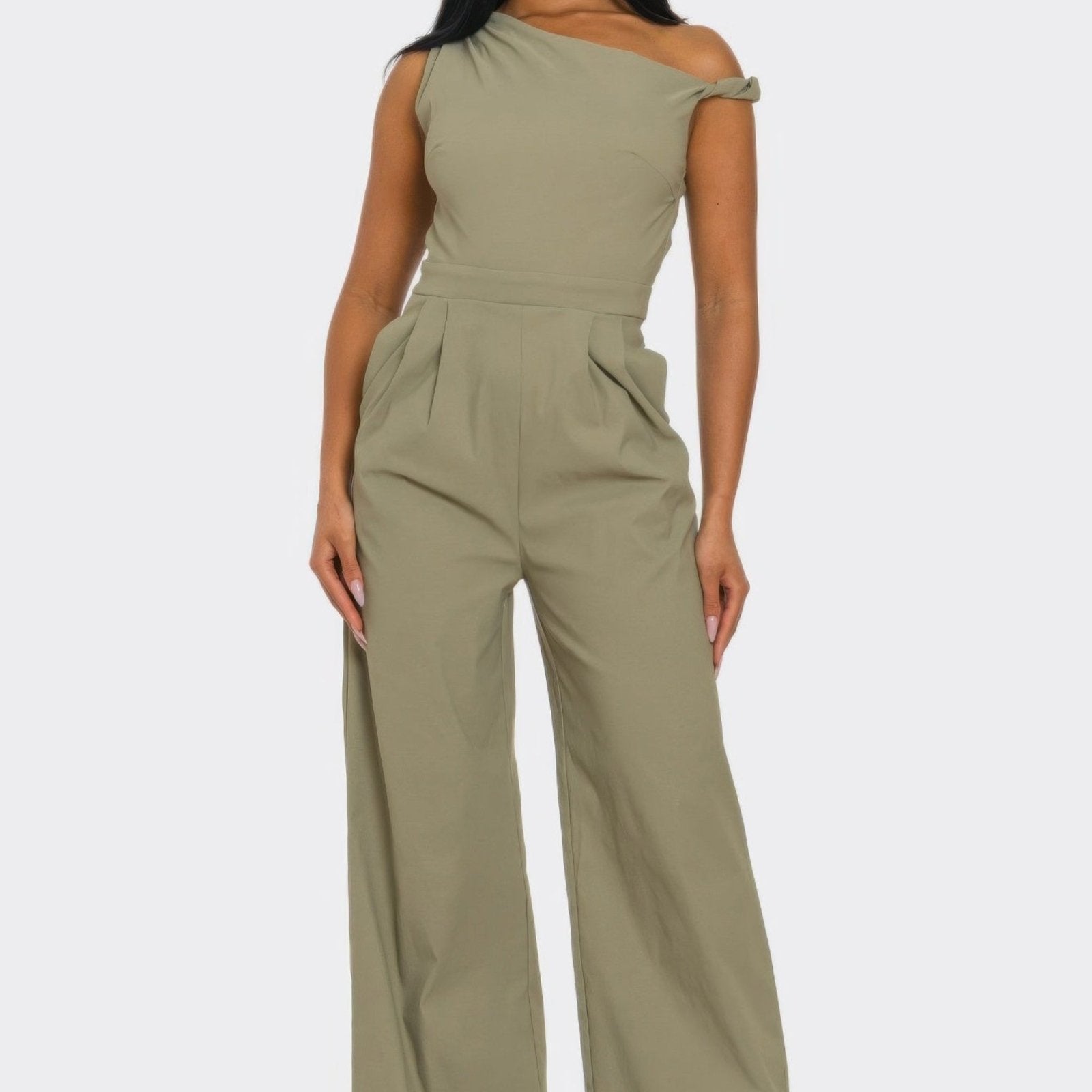 Chic Poise One-Shoulder Jumpsuit-Solazura Boutique - Solazura Boutique