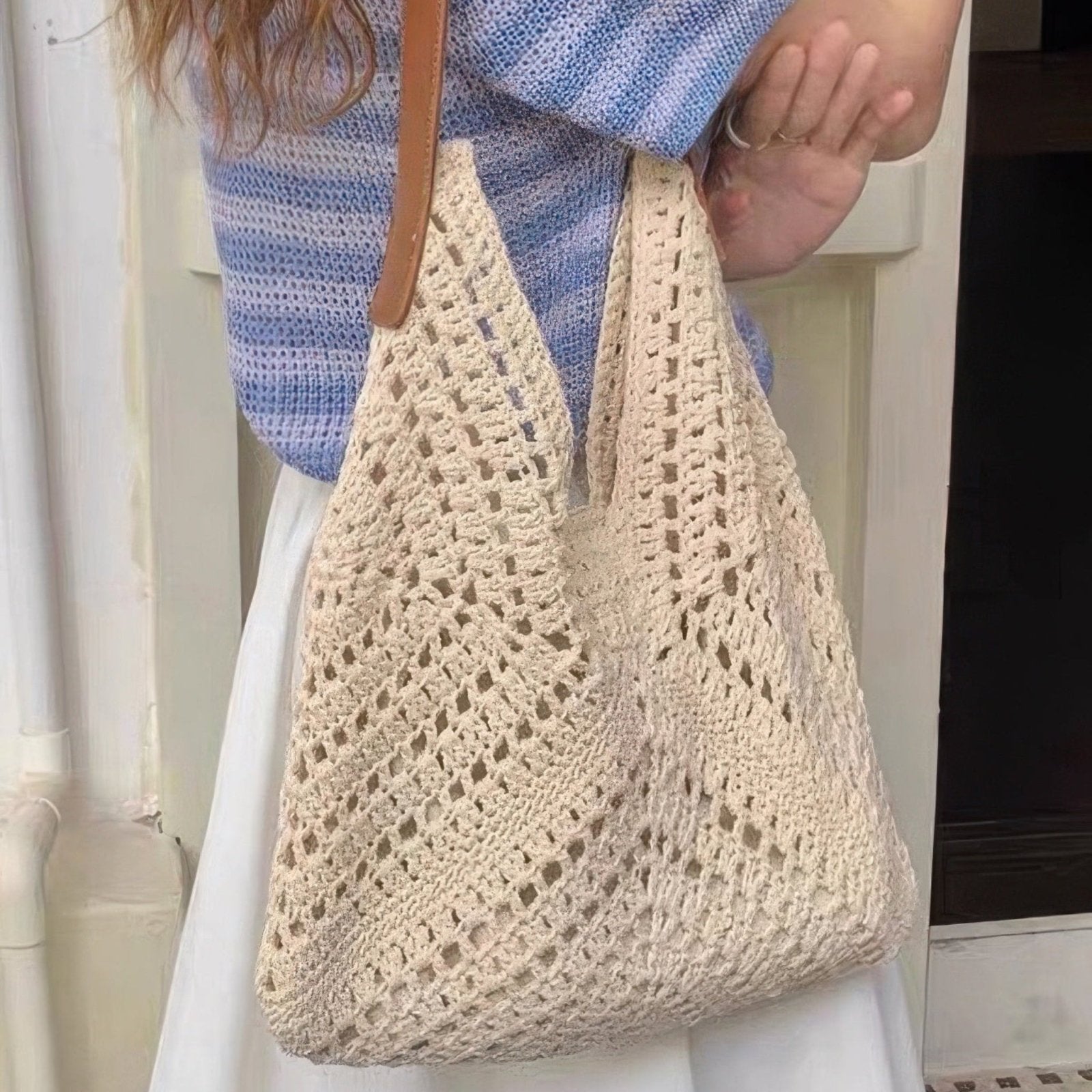Crochet Shoulder Bag With Pouch-Solazura Boutique - Solazura Boutique