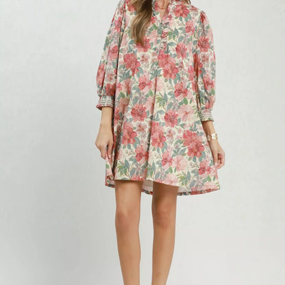 Chic spring or summer resort outfit styling with an Umgee mix floral mini dress from Solazura Boutique
