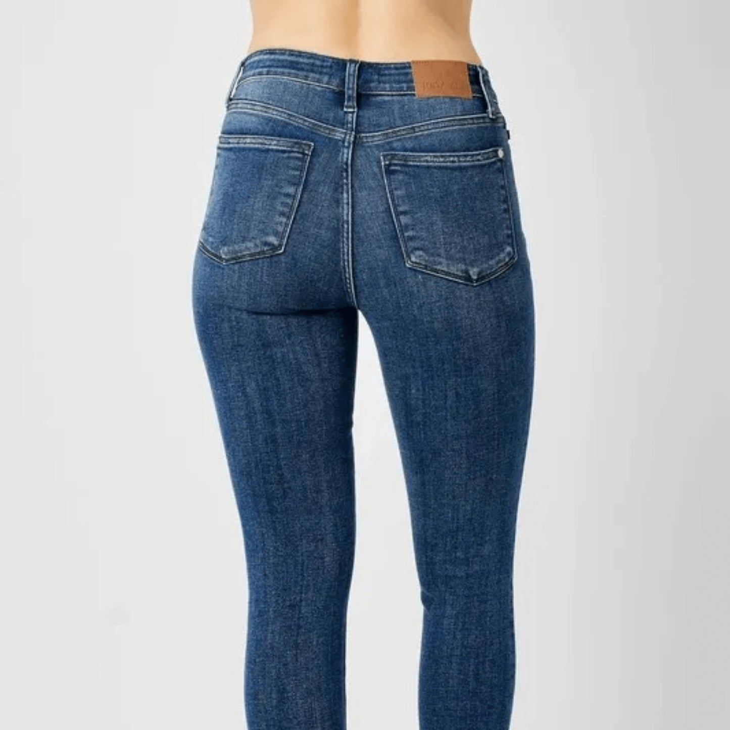 Back view of the Judy Blue high-waist distressed skinny jeans.