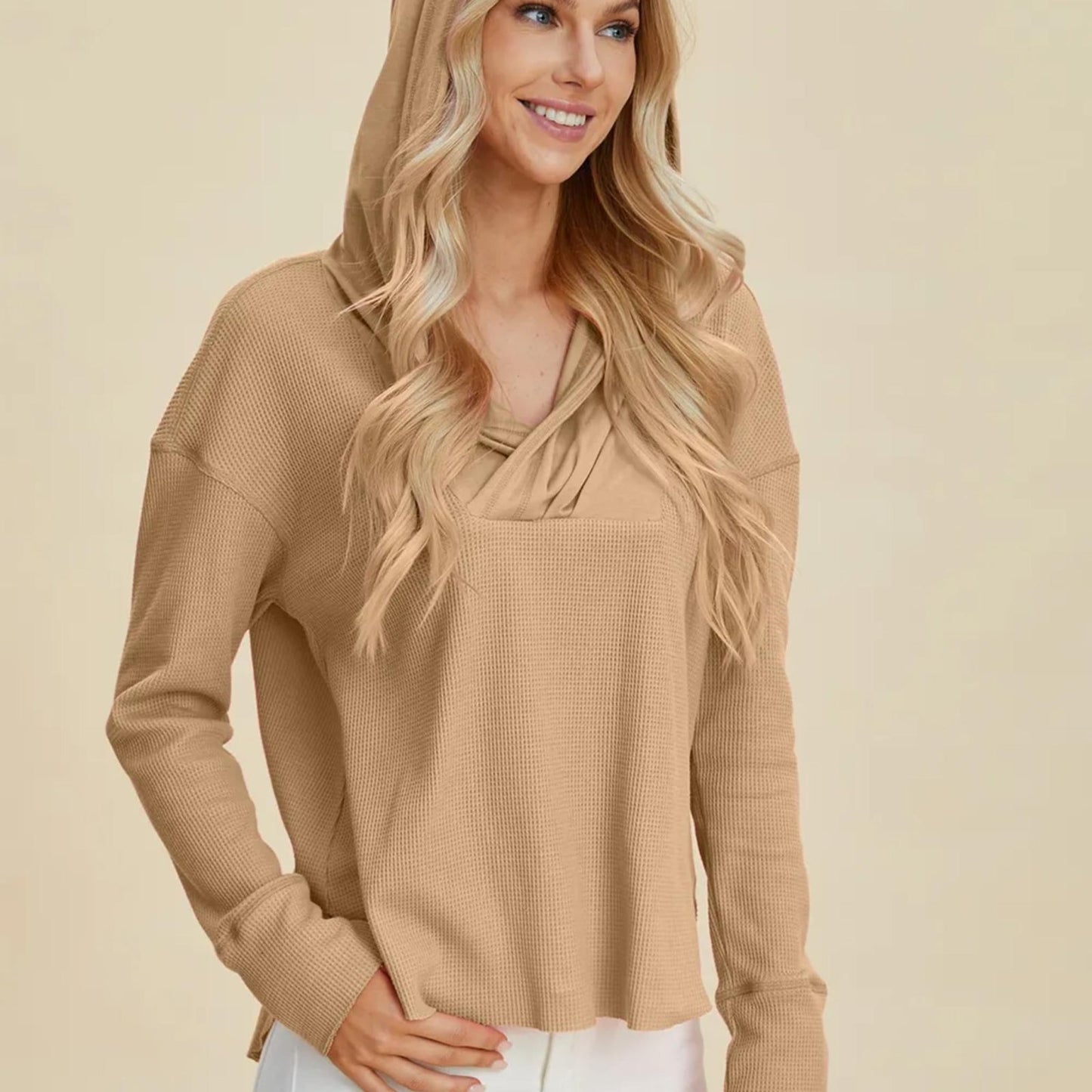 Double Take High-Low Dropped Shoulder Hoodie-Trendsi - Solazura Boutique