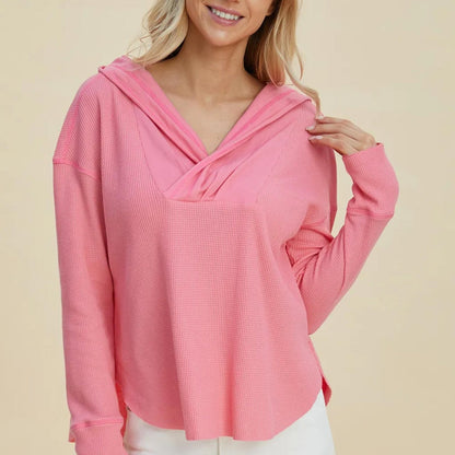 Double Take High-Low Dropped Shoulder Hoodie-Trendsi - Solazura Boutique