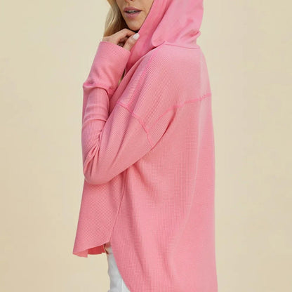 Double Take High-Low Dropped Shoulder Hoodie-Trendsi - Solazura Boutique
