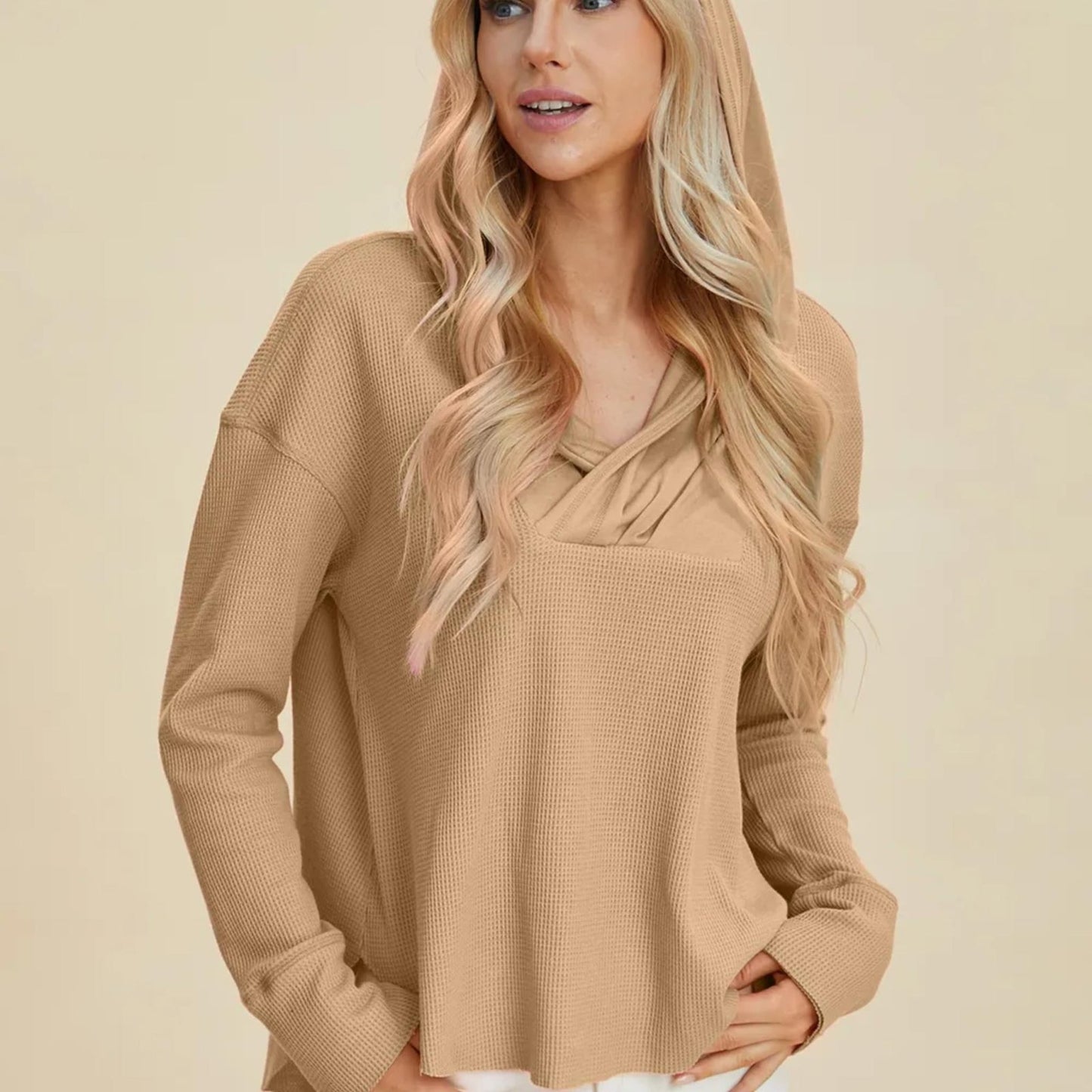 Double Take High-Low Dropped Shoulder Hoodie-Trendsi - Solazura Boutique