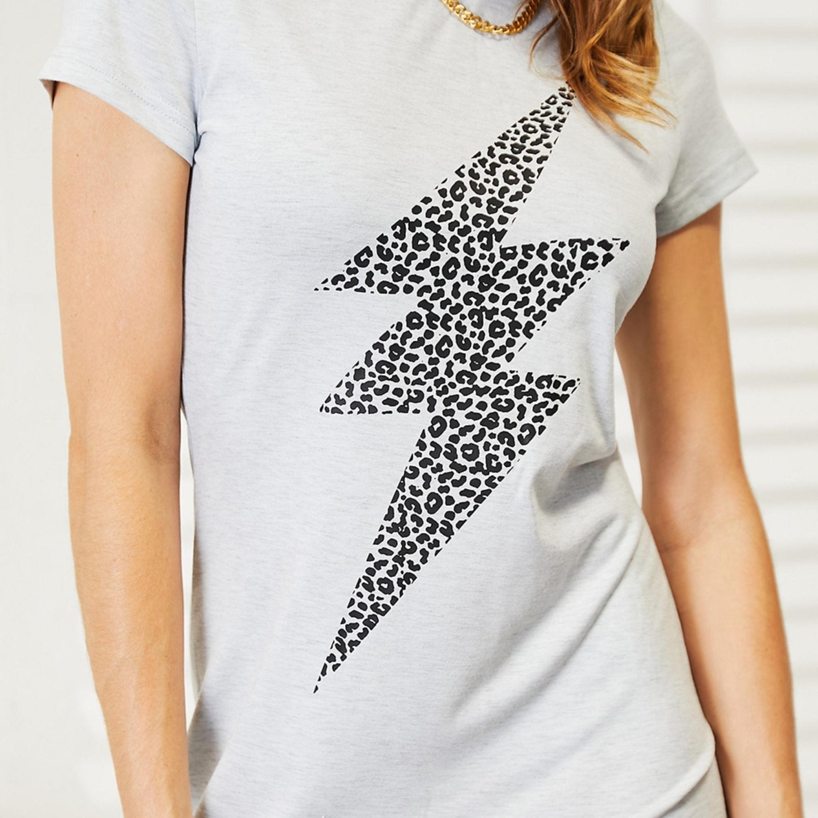 Double Take Leopard Lightning Graphic Tee Dress-Trendsi - Solazura Boutique