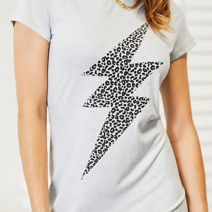 Double Take Leopard Lightning Graphic Tee Dress-Trendsi - Solazura Boutique