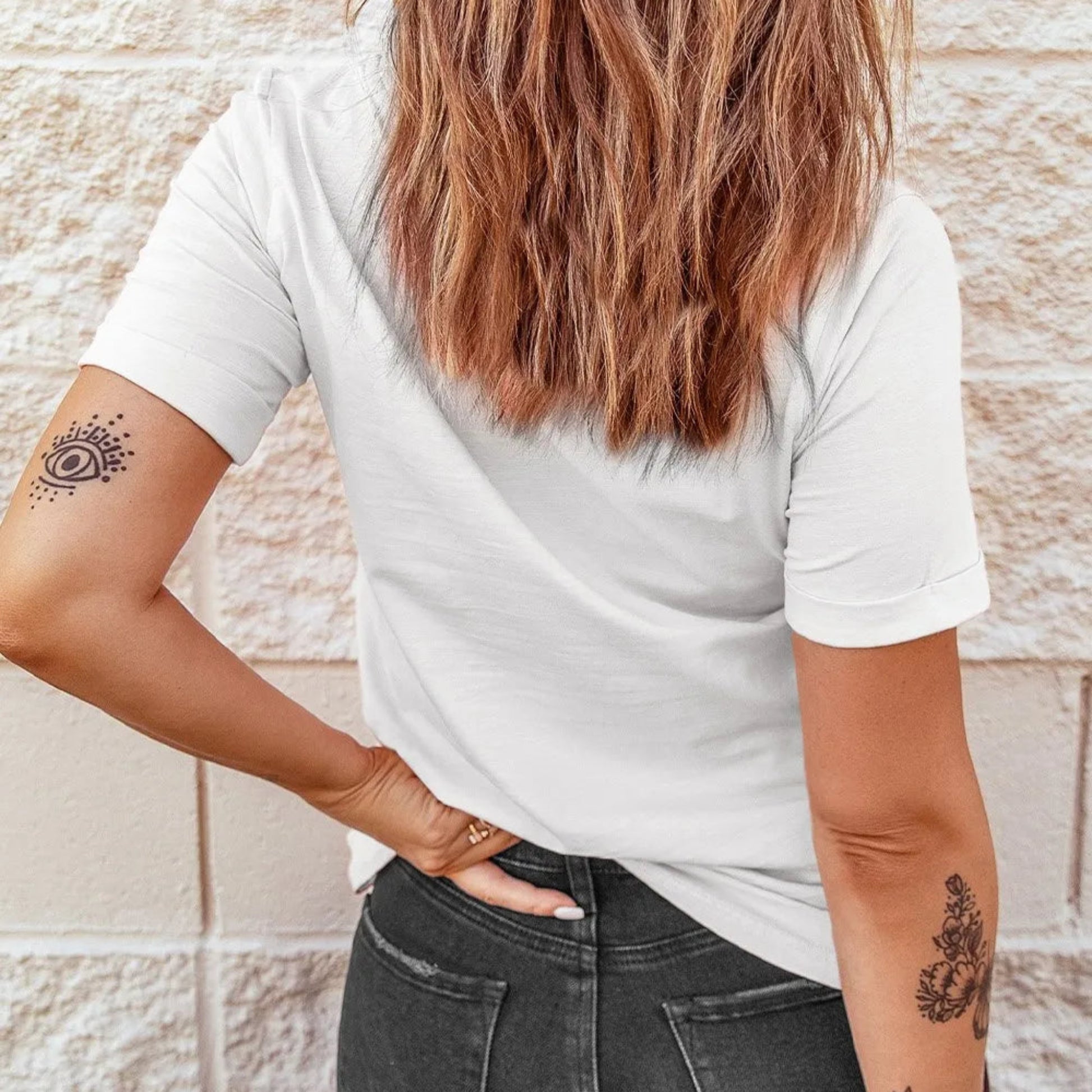 AMERICA Bow Cherry Crewneck T-Shirt in White - Back View